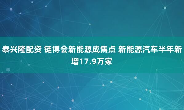 泰兴隆配资 链博会新能源成焦点 新能源汽车半年新增17.9万家